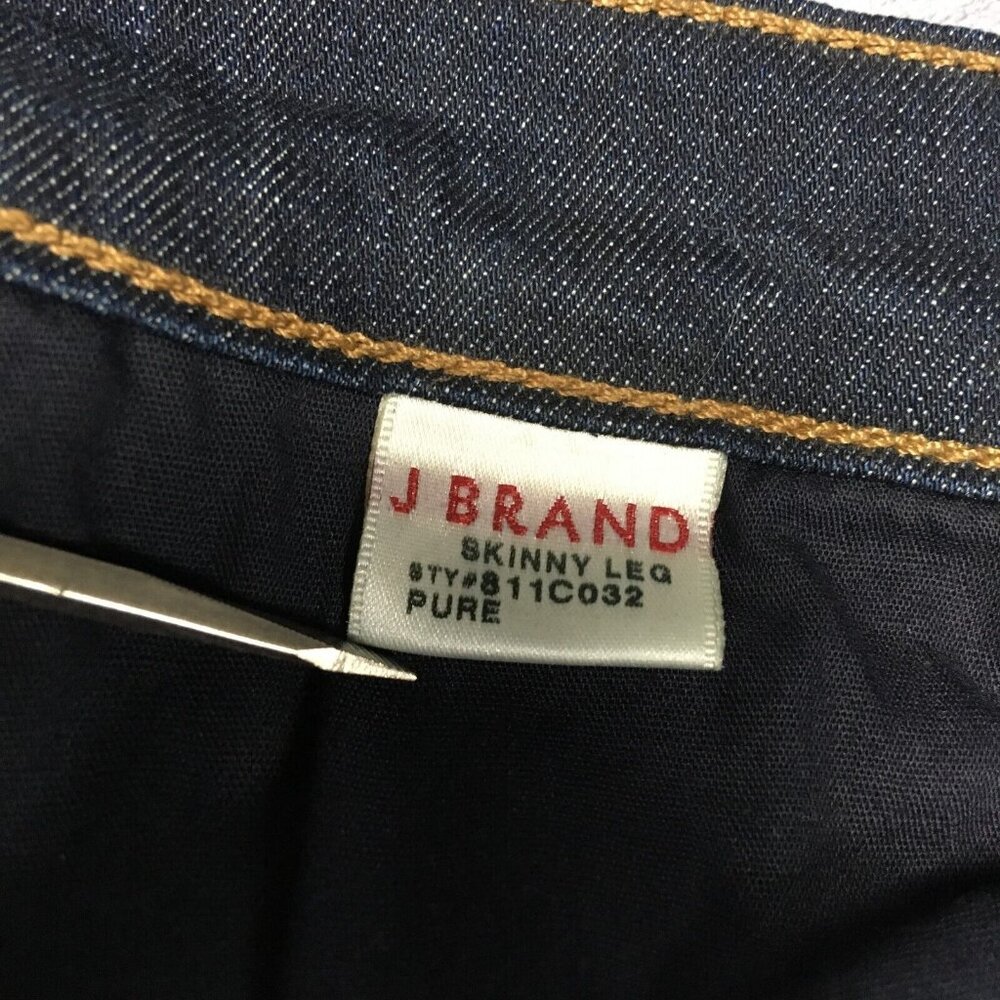 J Brand Womens Skinny Leg Pure Blue Jeans size 31 Dark Wash Stretch Denim Pants - Picture 8 of 15